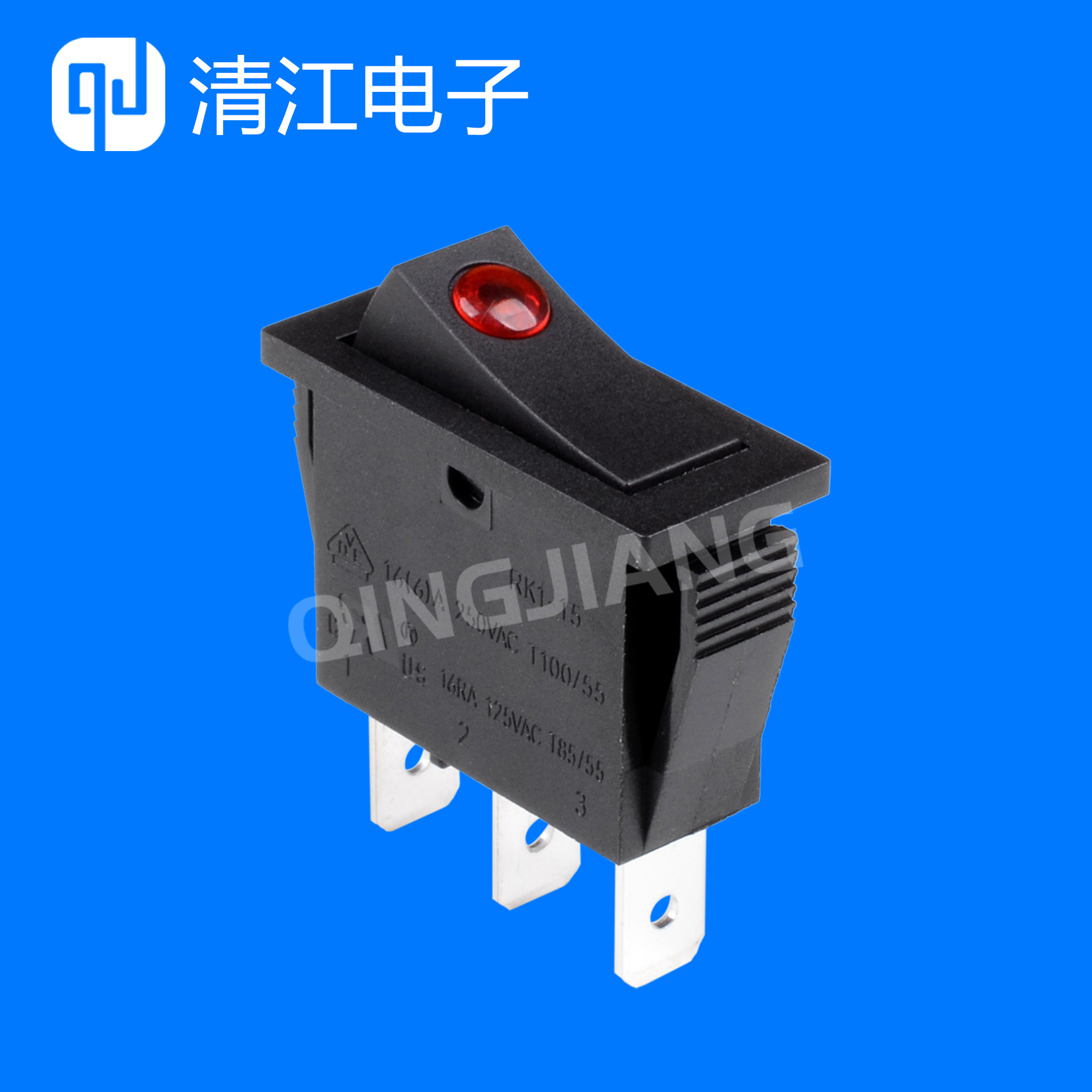 厂家直销船型形开关 翘板电源开关 圆点 3脚2档