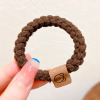 High quality woven elastic children's hair rope with pigtail, with little bears, no hair damage