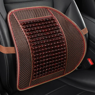 Car Wooden Bead Lumbar Support Waist support - zy-small-bead-waist-support-burgundy