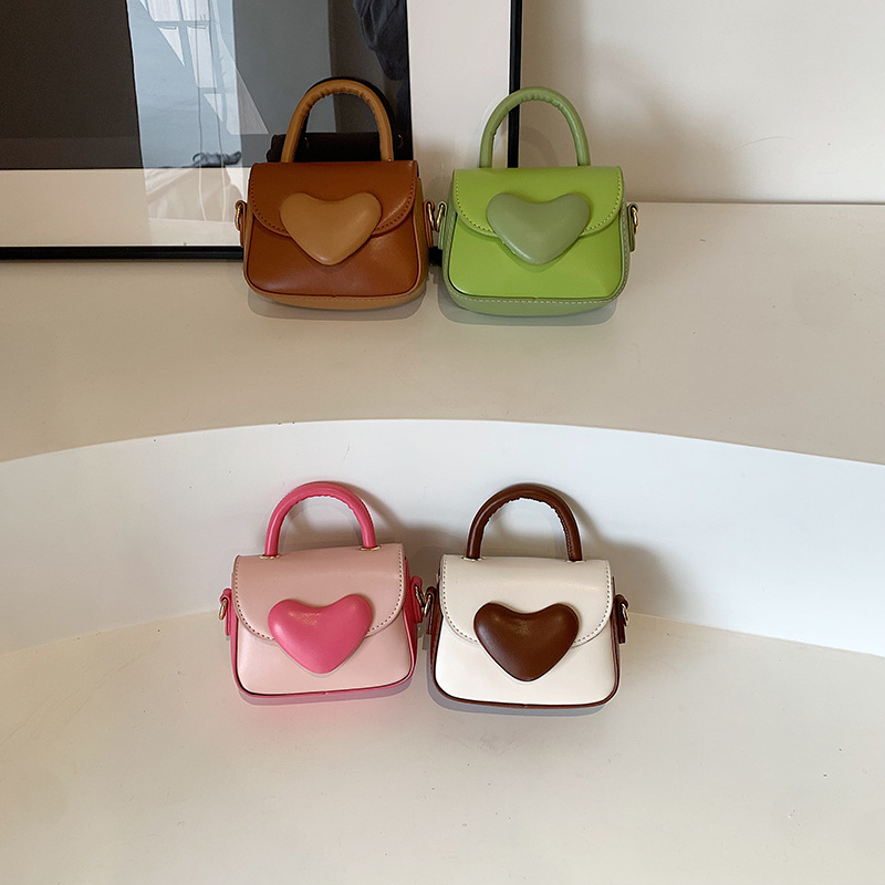 2024 nuevo bolso para niños dulce y lindo bolso de mensajero para niña amor color caramelo bolso de hombro para niños y niñas