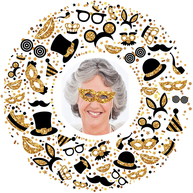 Loose Gold powder wedding Bride party recepción juego divertido ambiente gafas de boda boca conjunto de 16 piezas accesorios de la foto