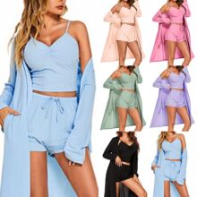 欧美外贸女装独立站亚马逊夏季新款吊带短裤开衫休闲纯色三件套装