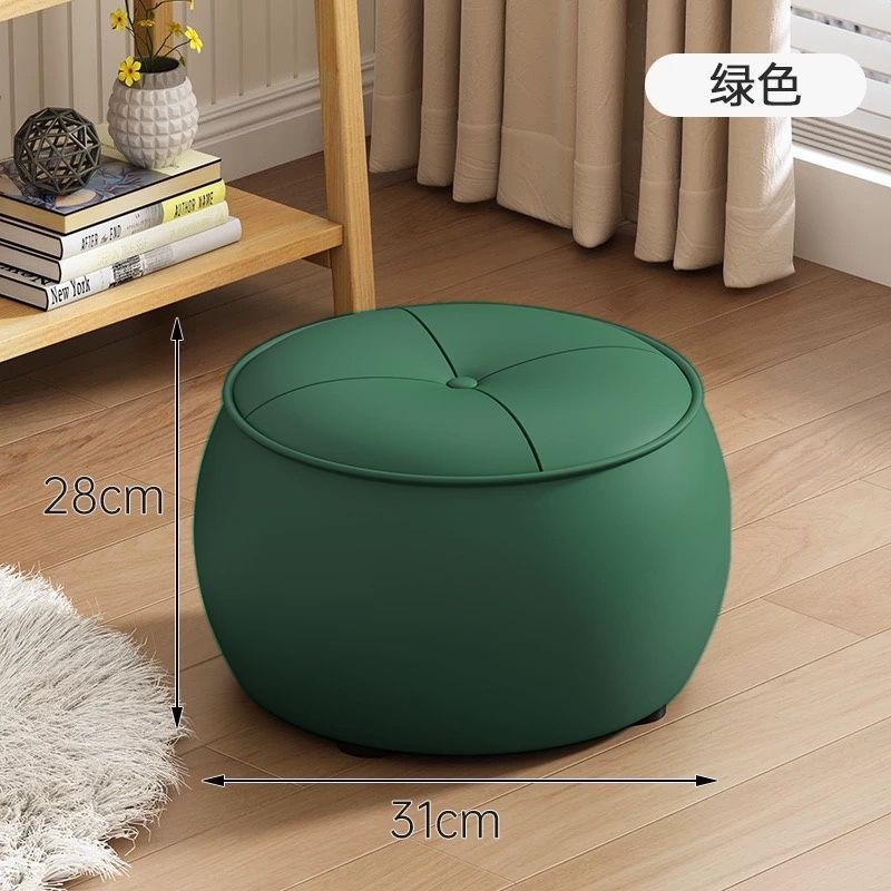 민트 그린 - 극세사 가죽 - 원형 스툴