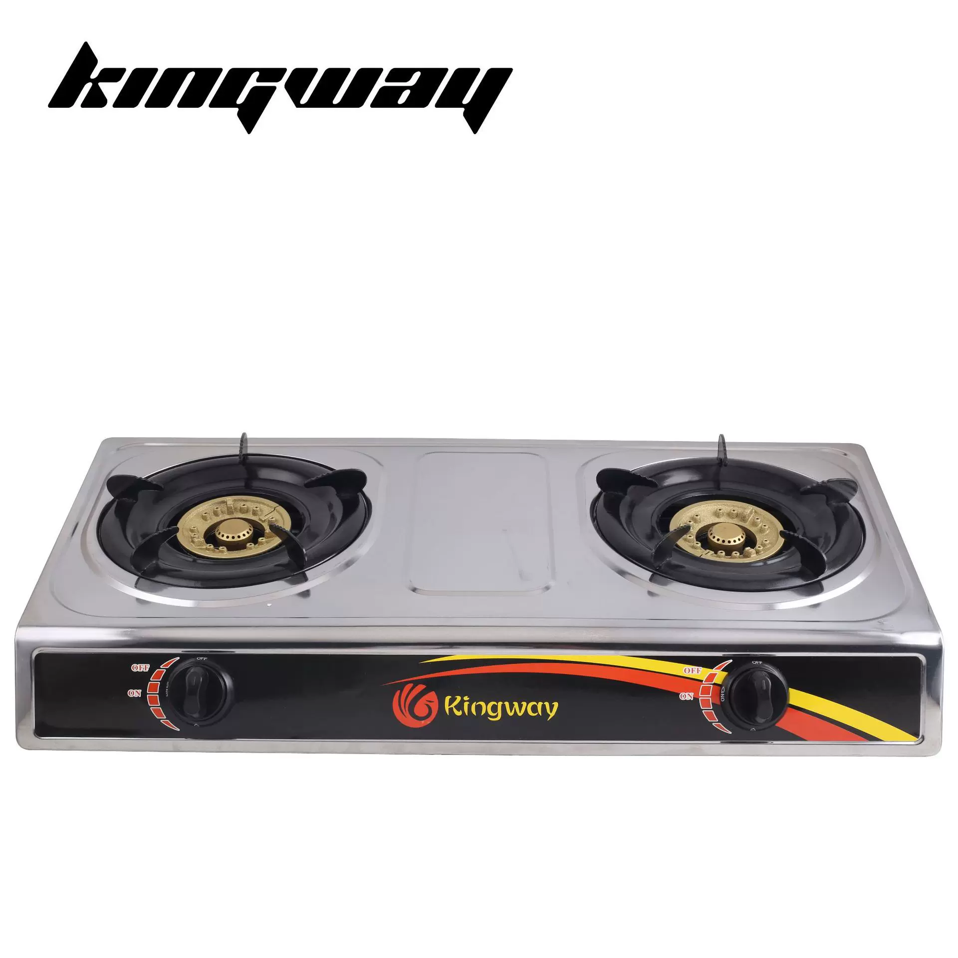 Kingway厂家直售外贸燃气灶不锈钢100mm精品盖煤气灶双眼台式灶具