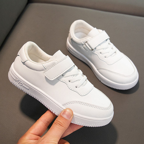 Big Bear Spring New Children's Canvas Shoes, White Sneakers for Boys and Girls, Low-top Non-slip, for Middle and Large Children