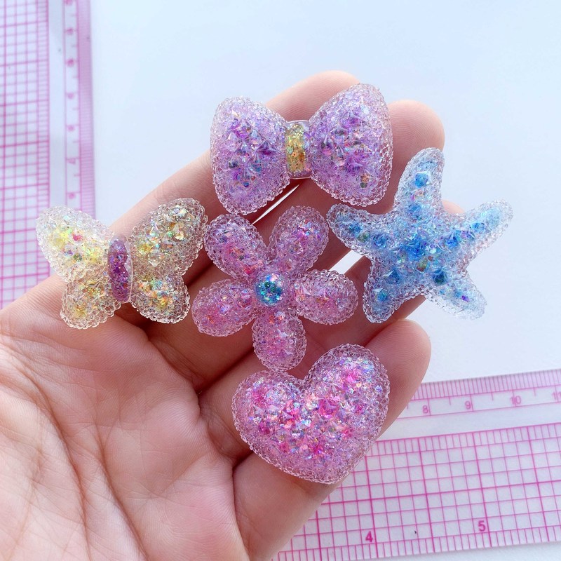 高透明ダイヤモンド光沢のあるヒトデリボン樹脂アクセサリー diy 携帯電話ケースジュエリーアクセサリー手作りヘアアクセサリー材料|undefined