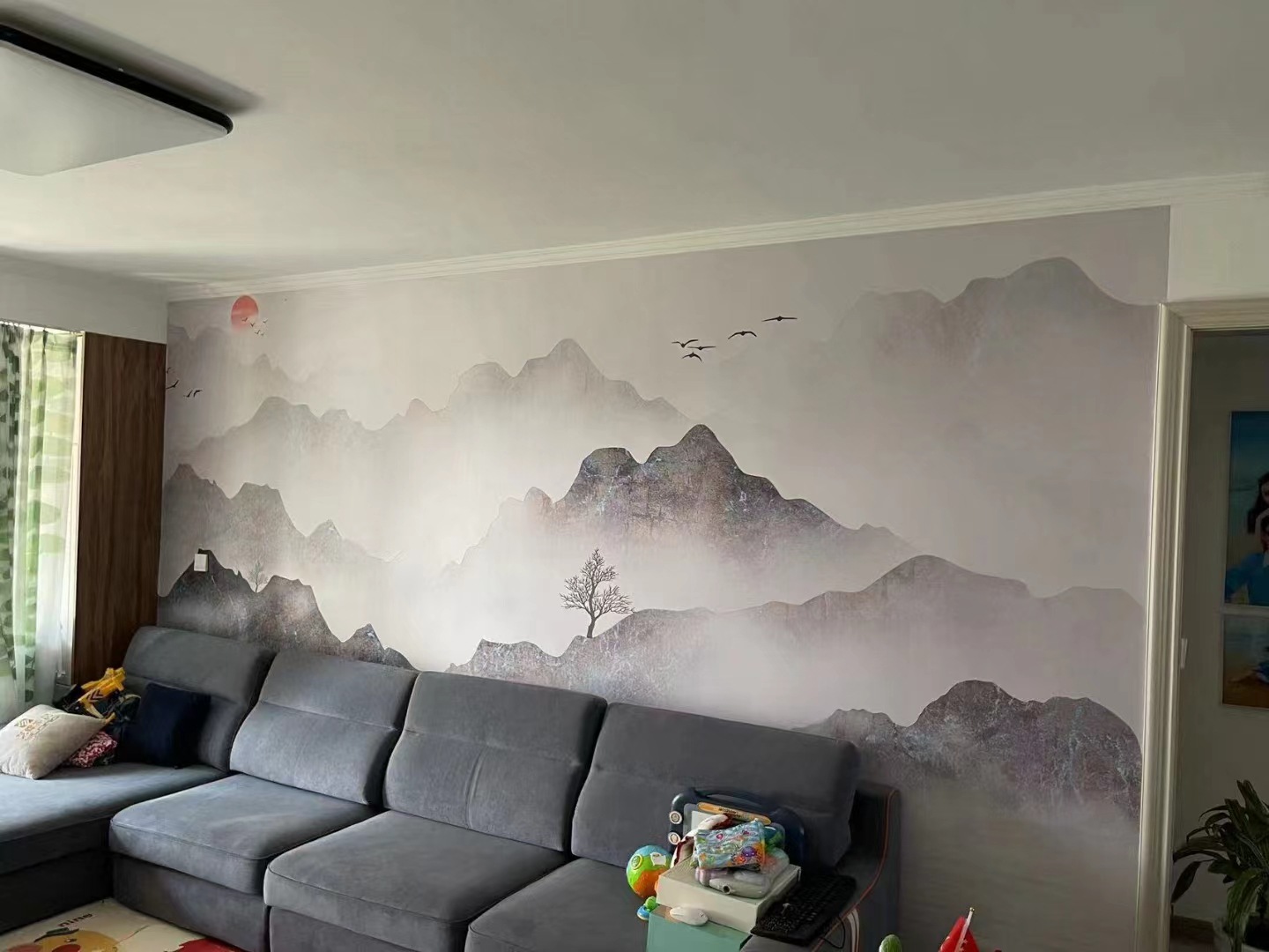 新中式山水背景墙