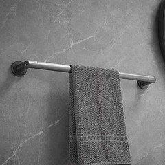 輕奢風拉絲槍灰色浴巾架不鏽鋼毛巾單杆浴室衛生間毛巾掛架子