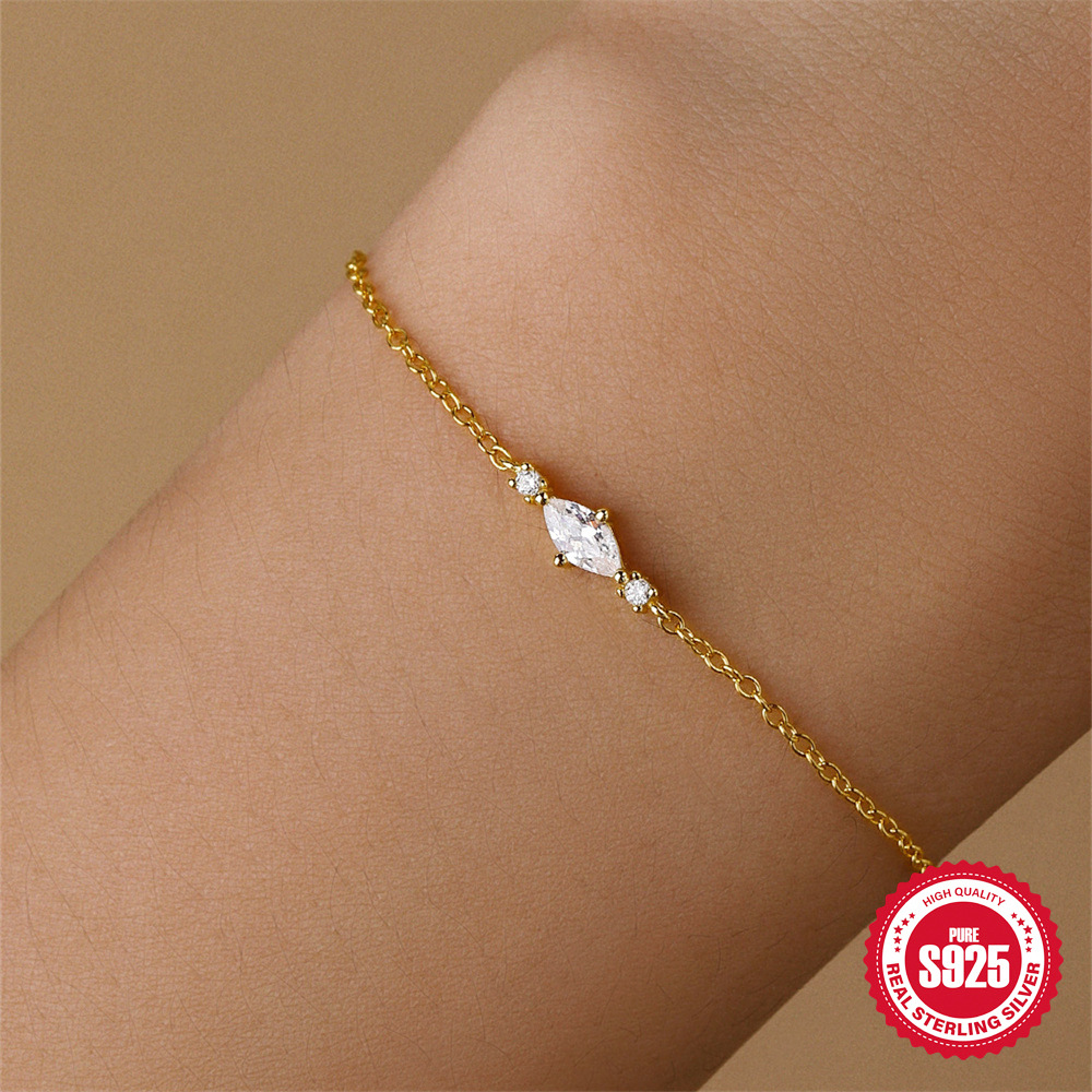 Nuevo s925 plata de ley simple y elegante circón costura diamante nicho de alta gama personalidad versátil pulsera apilada