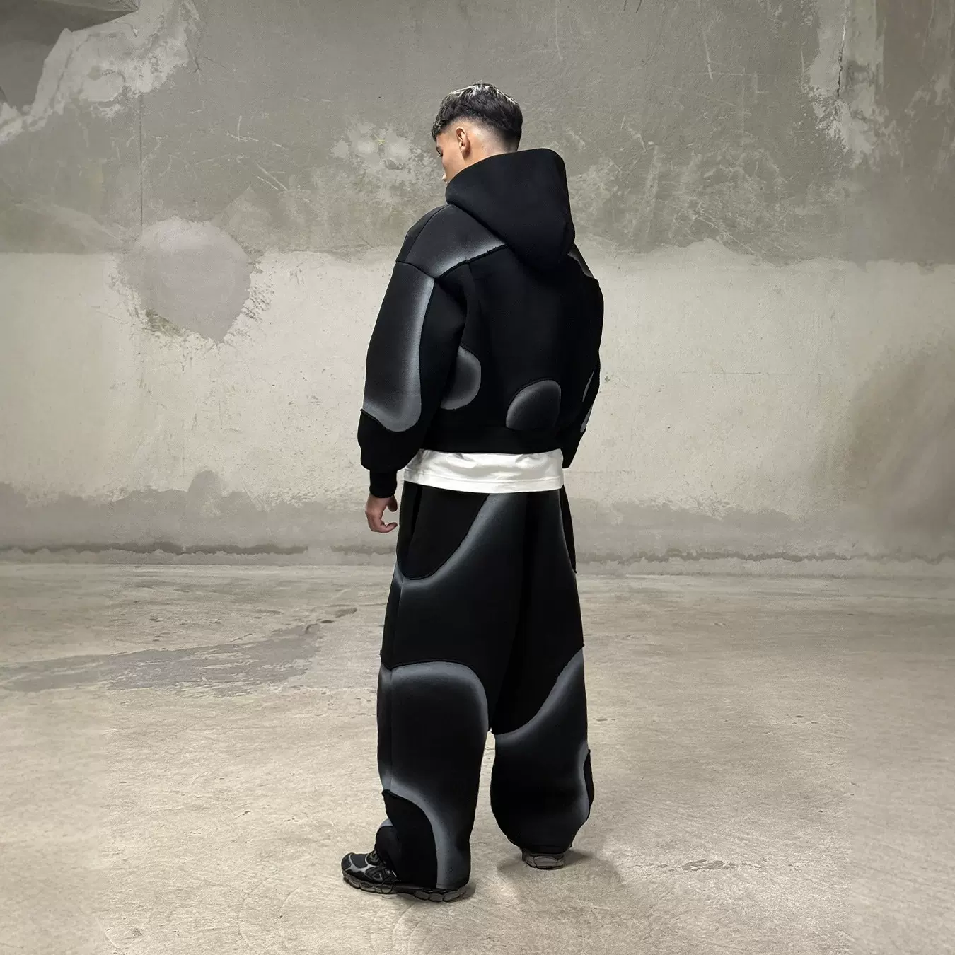 跨境欧美潮牌印花连帽衫男街头复古卫裤宽松百搭休闲运动套装