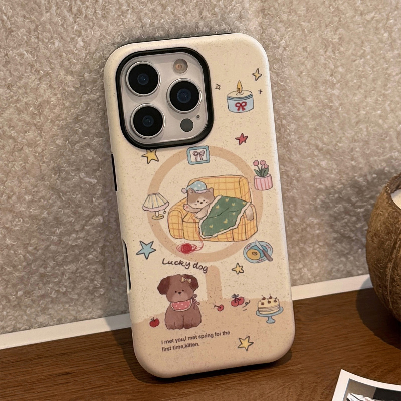 可爱萌小狗磁吸支架苹果17手机壳iPhone16适用13菲林15promax硬14|undefined