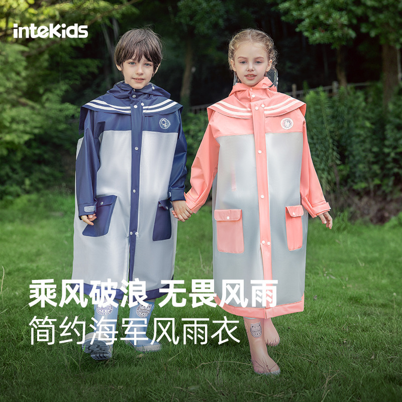 Children's Raincoat for Boys and Girls, Full-Body, Simple, Waterproof, Specially Designed for Elementary School Students to Carry School Bags, Rain Poncho for Older Children