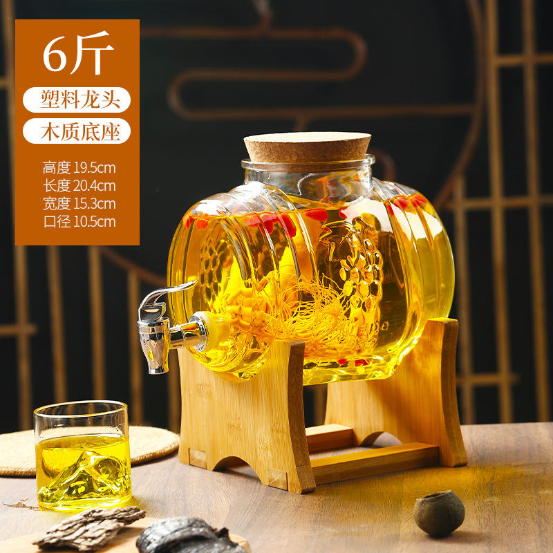 工場直販ワイングラスボトル家庭用増粘高麗人参ワイン樽密封ワイン瓶蛇口付き大量割引