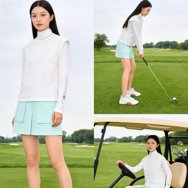 Golf Clothing for Women, Round Neck Sleeveless Vest, Sports Golf and Baseball Uniform, Breathable, Versatile, Slimming, White Style