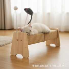 新款实木剑麻猫抓板立式猫窝家用猫咪剑麻垫耐抓不掉屑猫咪磨爪板