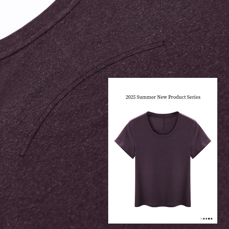 [U-Neck Naked T] Linen Tencel Lyocell Short Sleeve Women's New All-Match Design Sense Back Slim T-Shirt Women