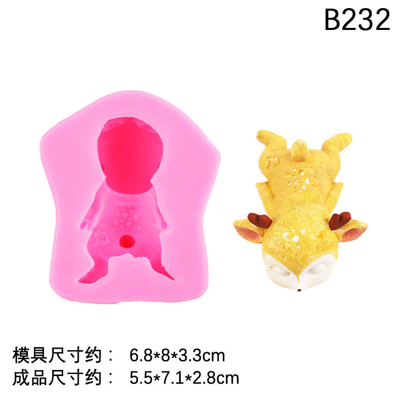 Decoración del coche DIY lindo ciervo epoxi pastel decoración chocolate crema pegamento etiqueta engomada del refrigerador decoración molde de silicona