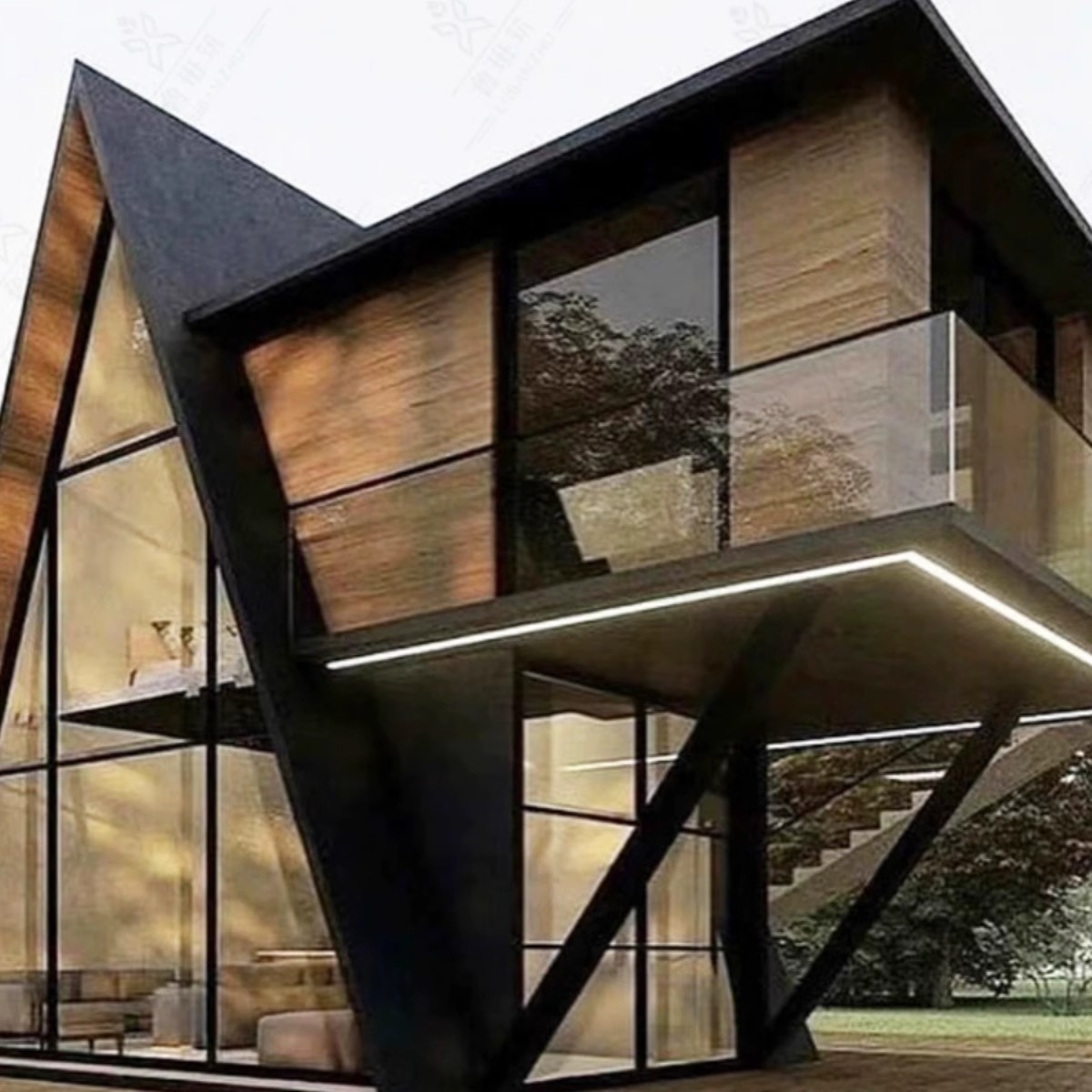 Residencias al aire libre puntos escénicos camping triangular casa de madera forestal casa de árboles montaje móvil casa de ocio casa de madera idílica