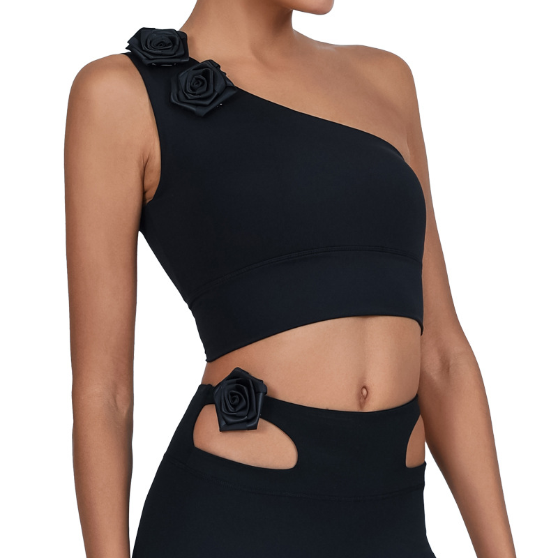 Comercio exterior extranjero extranjero Europa y América chaleco de yoga mujer hombro único sobre pecho antichoque elástico de alta velocidad de secado deportivo sujetador de fitness