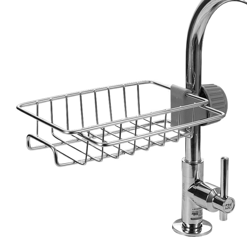 Hogar grifo de la cocina de almacenamiento de rack fregadero esponja de drenaje cesta suministros de baño Baño de almacenamiento de rack ponche-libre
