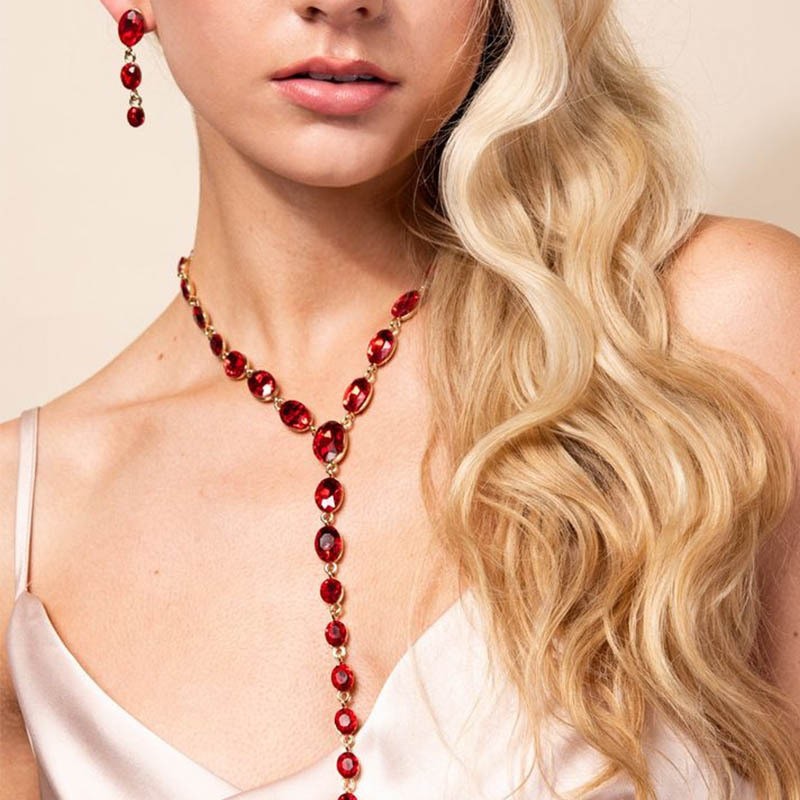 Europa y los Estados Unidos nuevos conjuntos de joyería geométrica temperamento largo collar simple pendientes accesorios Jewelry Set para mujeres