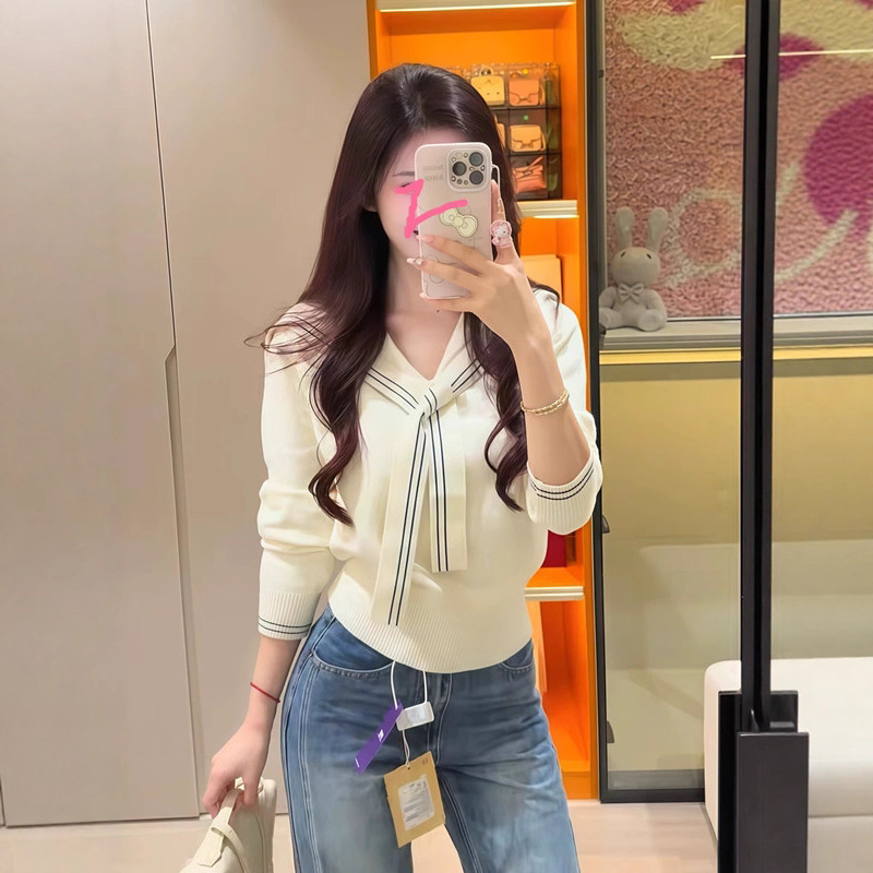 Navy Collar Shawl Knitwear for Women 2025 Autumn and Winter New Women's Short Fashion Slim Knitwear Women's Style Top