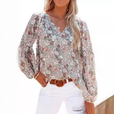 (Cross-border trading), spring shiffon flashlight, city style, Amazon, V-neckline