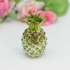 Alloy jewelry box full of diamonds and pineapple decoration box enamel color pineapple trinket storage box metal crafts wholesale