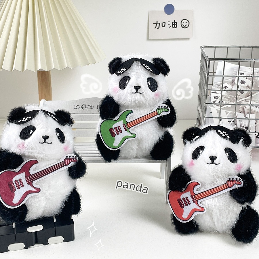 Linda muñeca de guitarra ins panda muñeca divertida celebridad de Internet muñeca mochila colgante estudiante escuela intensiva regalo