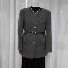 2025秋冬新款苏力羊驼双面尼外套女修身显瘦皮腰带欧货羊绒大衣