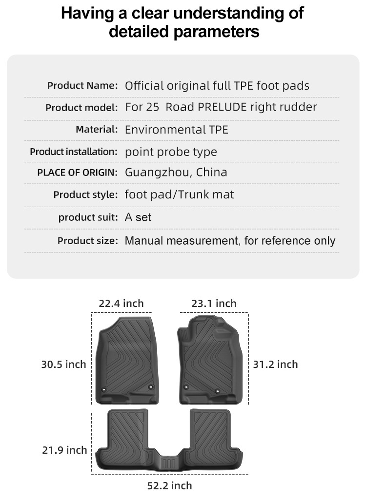 Suitable for 25 Models of Honda Prelude Road Cars, Special Tpe Car Mats, Trunk Mats, Cross-Border