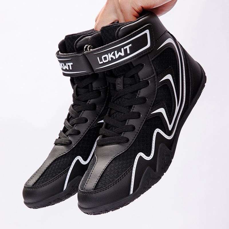 Expansión transfronteriza para adultos y niños entrenamiento en interiores competencia de lucha libre profesional zapatos de boxeo antideslizantes zapatos de boxeo de lucha libre ligeros
