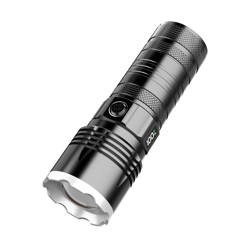 Nueva linterna láser eléctrica de tipo C de carga rápida de largo tiro telescópico zoom linterna acampar al aire libre linterna de luz fuerte