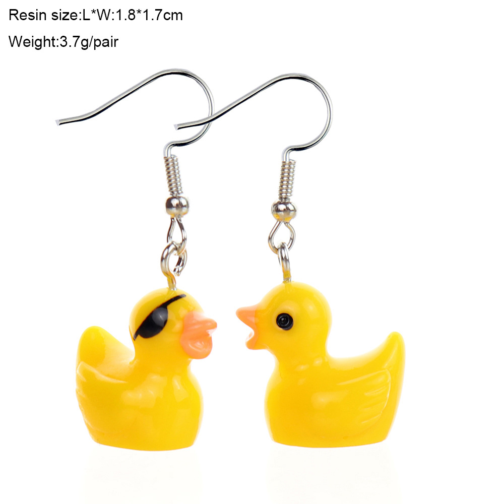 12g Weight Iron Ear Needle Material Drop Earrings, Earrings, Ear hook Classification 1 Pair Quantity Daily, Street Occasion Resin Material Halloween Festival Cartoon, Duck Pattern All Seasons Season Women's Gender Cute Style 1 Pair Cute Cartoon Duck Resin Women's Drop Earrings Earrings Ear Hook 9