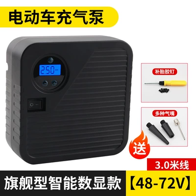 electric 48V60V72V96V motorcycle tire — Hava nasosu - flagship-smart-digital-display-model-48-72v-30m-wires-various-air-nozzles-tire-repair-glue-nails