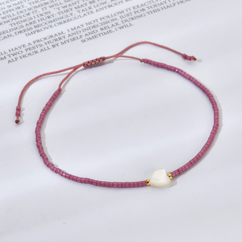 Heart Shape Pattern All Seasons Season Bohemian Heart Shape Seed Bead Shell Beaded Chain Beaded Bracelets Wholesale