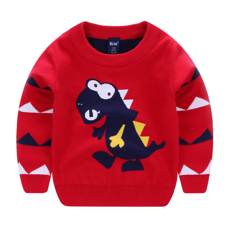 Explosions Dinosaur Sweater Boys' Sweater Cartoon Fashionable Fan Warm Base Shirt Korean Style Children's Wear Striped Foreign Trade Children Explosions Dinosaur Sweater Boys' Sweater Cartoon Fashionable Fan Warm Base Shirt Korean Style Children's Wear Striped Foreign Trade Children
