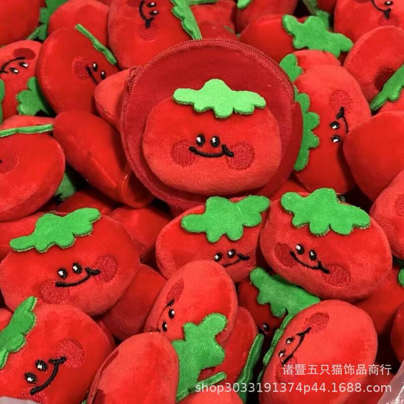 Cute Tomato Plush Coin Purse, Tomato Bag Pendant, Storage Bag, Round Earphone Case, Keychain Gift for Men and Women Cute Tomato Plush Coin Purse, Tomato Bag Pendant, Storage Bag, Round Earphone Case, Keychain Gift for Men and Women