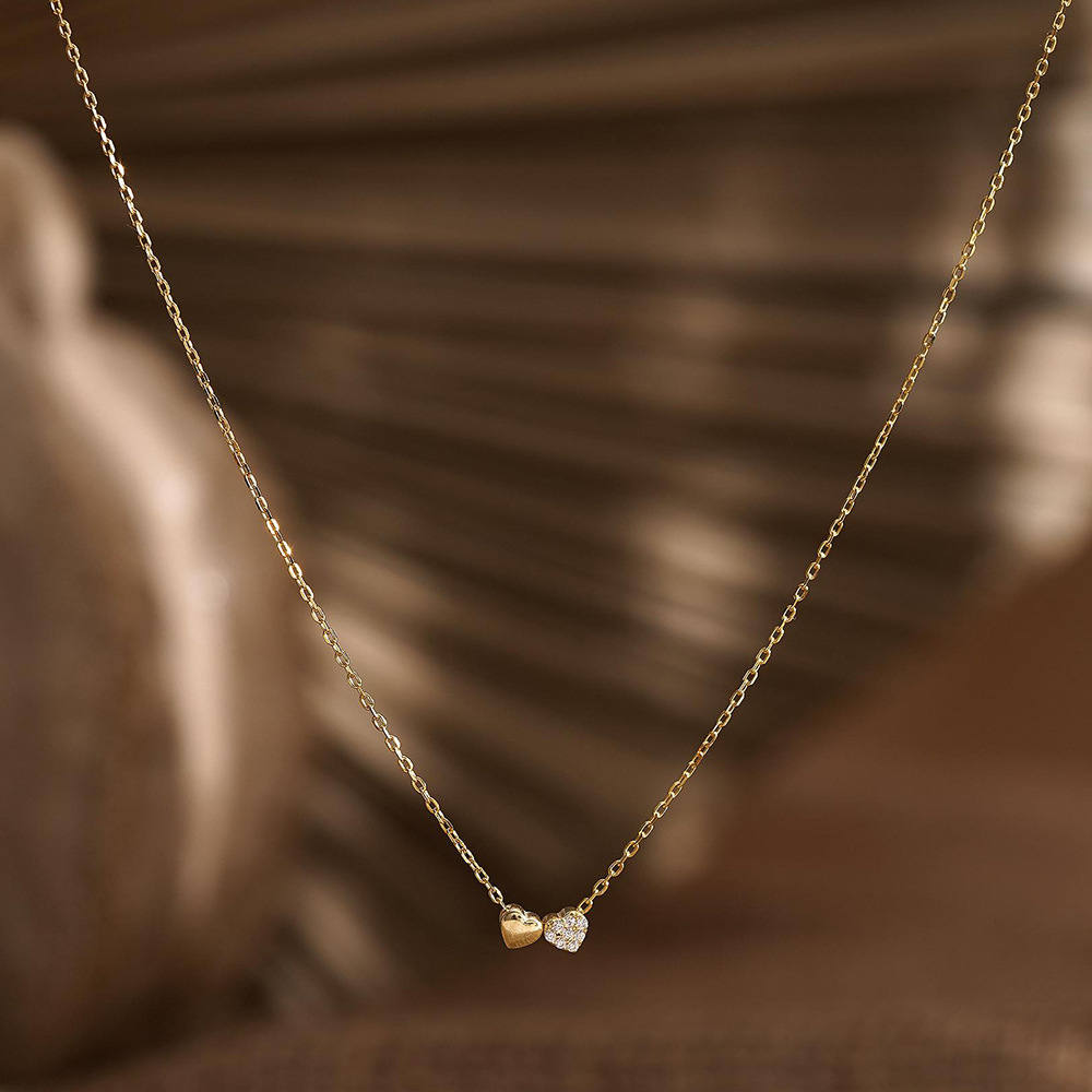 Minimalist Heart Pendant Necklace Elegant Collarbone Chain Gold_voghion.com