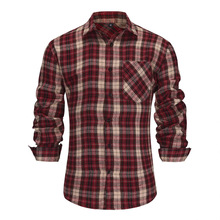 欧美男士大码衬衫亚马逊速卖通外贸尺码男衣服法兰绒格子长袖衬衣