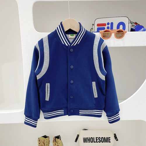 Boys Baseball Uniforms Spring and Autumn Jackets 2024 Spring Clothing Children's Stand Collar Jackets Medium and Big Children's Sports Tops Trendy