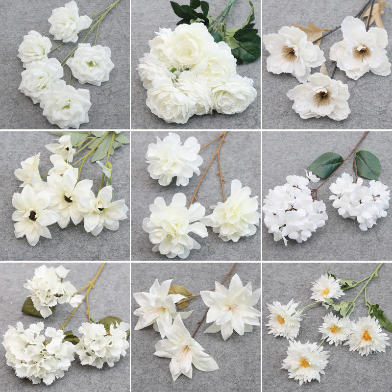 White Artificial Flowers for Wedding Arrangements, Wedding Floral Materials, Hydrangea Fake Flowers, DIY Materials, Arch Decorations, Aisle Guide Flowers
