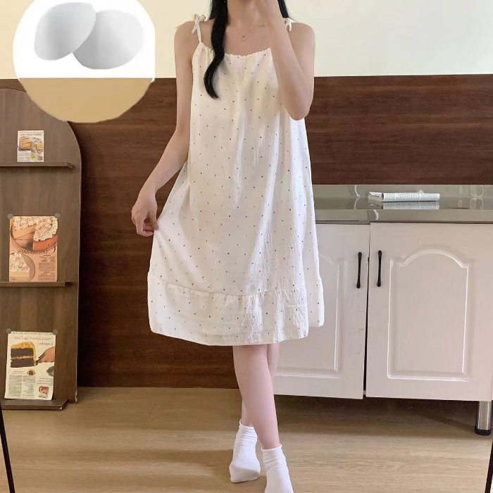 Verano nuevo pijama de mujer falda media cojín de pecho arco iris dopamina dulce simple casual pijama casero al por mayor