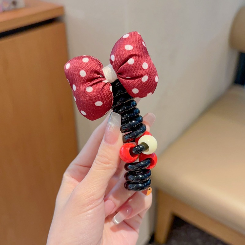 Anchor coreano arco de sangarra punto ondulado línea telefónica anillo de cabello para niños de alto nivel no lastimar el cabello burbuja de cola de caballo trenza