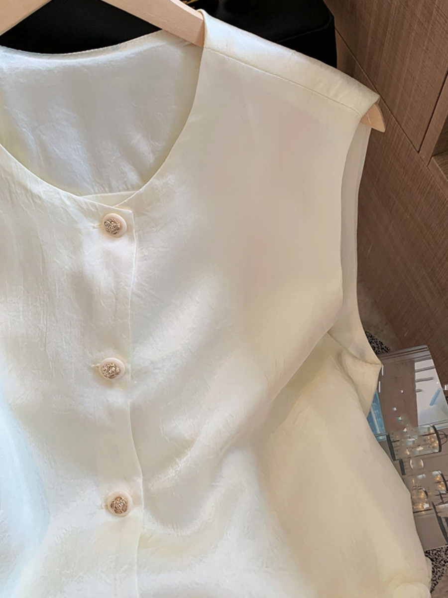 Áo vest nữ không tay viền hoa nổi, kiểu dáng giảm béo mùa hè phong cách Hàn Quốc — Màu sắc hình ảnh chính
