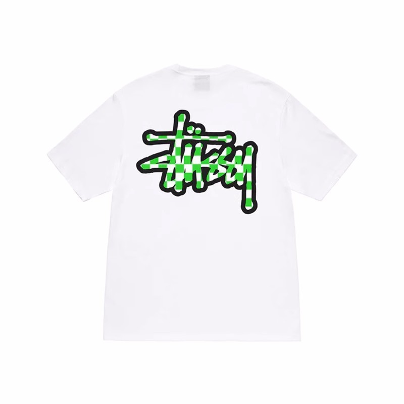 stussy ステューシー コントラストチェック柄プリント 半袖 夏新作 トレンド ブランド 男女同型 半袖 Tシャツ|undefined
