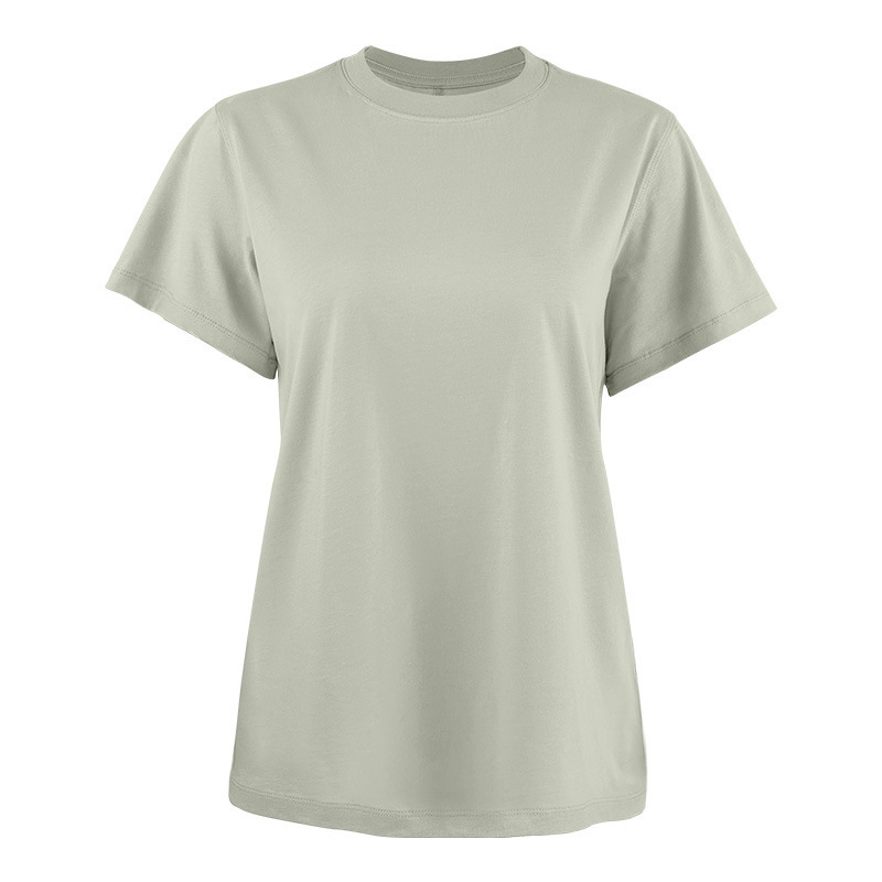周遊春と夏の新しいアメリカン PIMA ピマコットン女性の半袖ヨガウェア Tシャツスポーツウェアフィットネスウェアルーズ|undefined