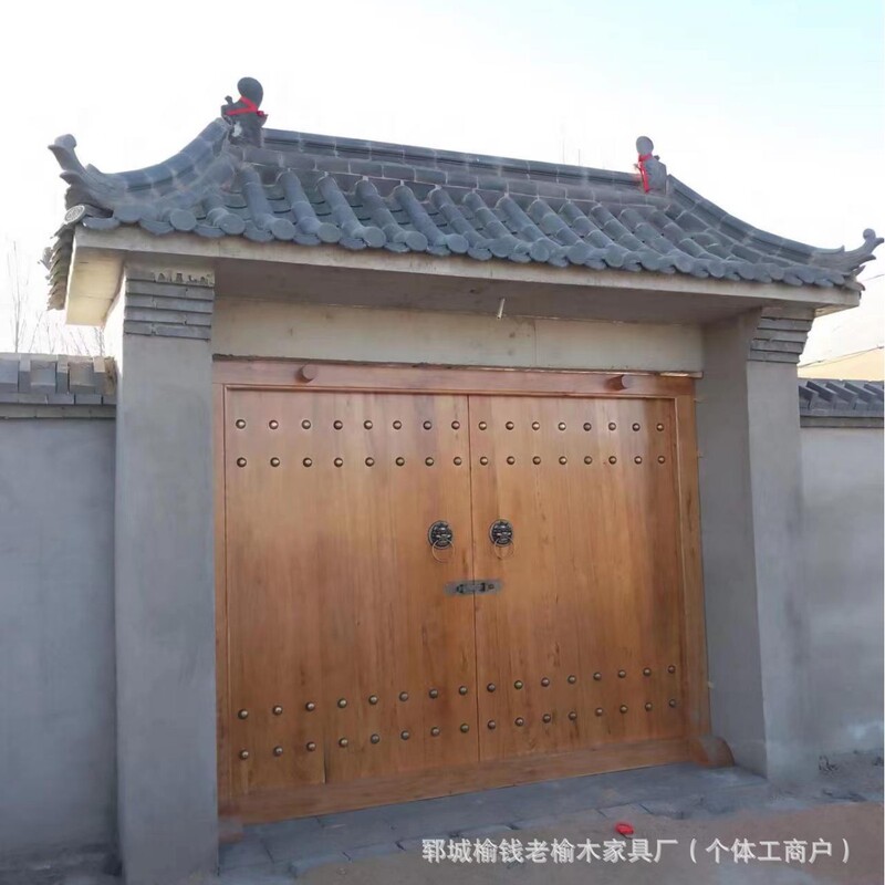 Old Elm Door, New Chinese Style Retro Double Door Villa Entrance Door, Courtyard Self-Built House Solid Wood Door