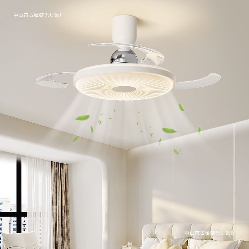 Restaurant Lamp Fan Lamp Invisible Simple Wood Grain Ultra-Thin Ceiling Fan Lamp Silent Eye Protection Fan Integrated Ceiling Fan Lamp
