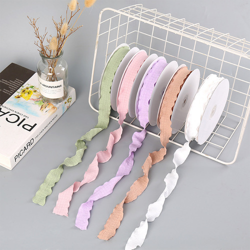 4cm Lotus Leaf Wavy Edge Fish Tail Chiffon Ribbon Bow Fresh Flowers Cake Valentine's Day Bouquet Cover Weaving Ribbon